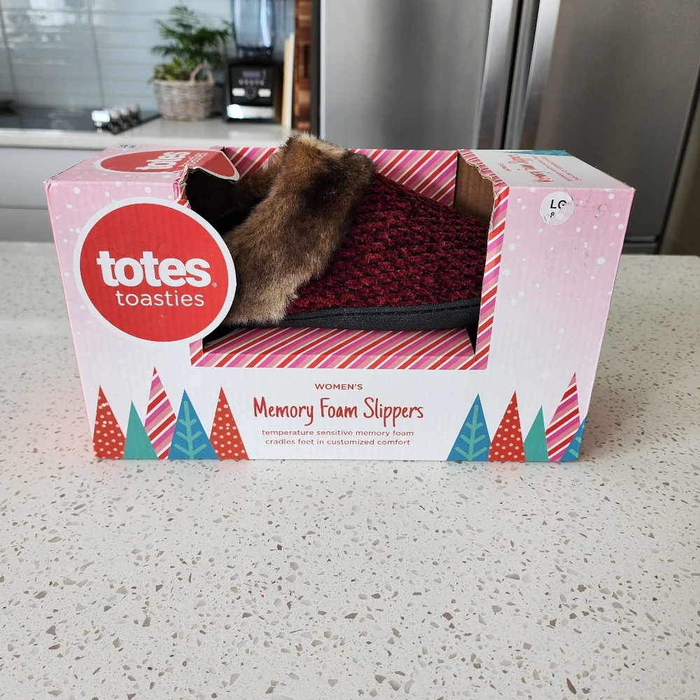 Totes Toasties Womens Memory Foam Slippers Size Lg 8 - 9